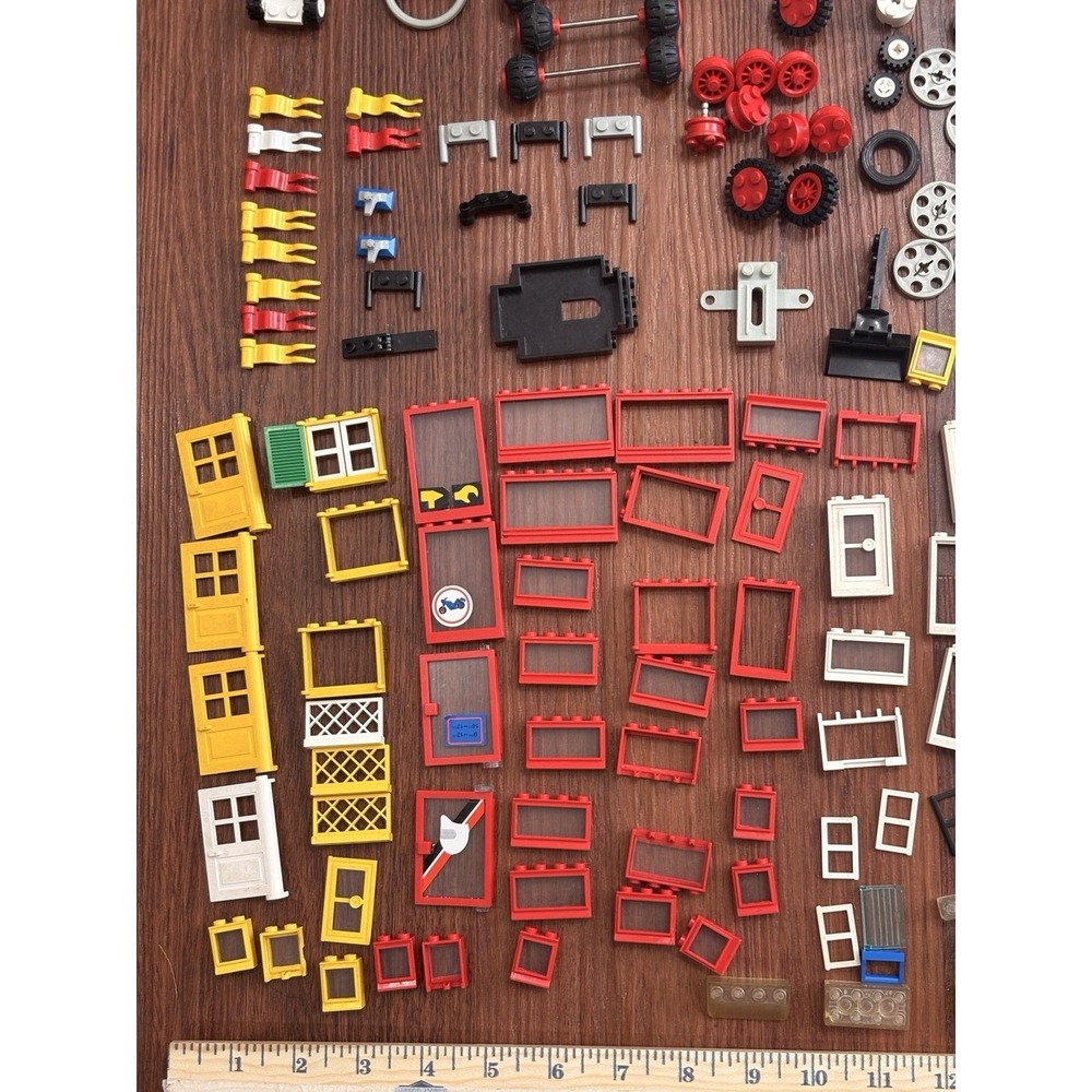 Lego Pieces Lot Tires Axle Door Window Flag Boat Steering Wheel Propeller Pulley - Picture 5 of 8